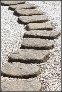 Zen stone path in a Japanese Garden